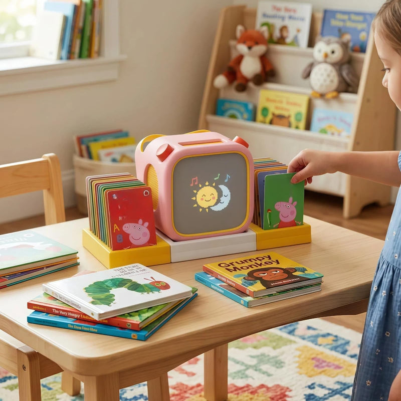 Charging Station & Card Storage Organizer Compatible with Yoto Player (3rd Gen) and Yoto Mini, Montessori-Inspired Desktop Dock with 30+ Card Slots, Space-Saving Audio Nursery Decor