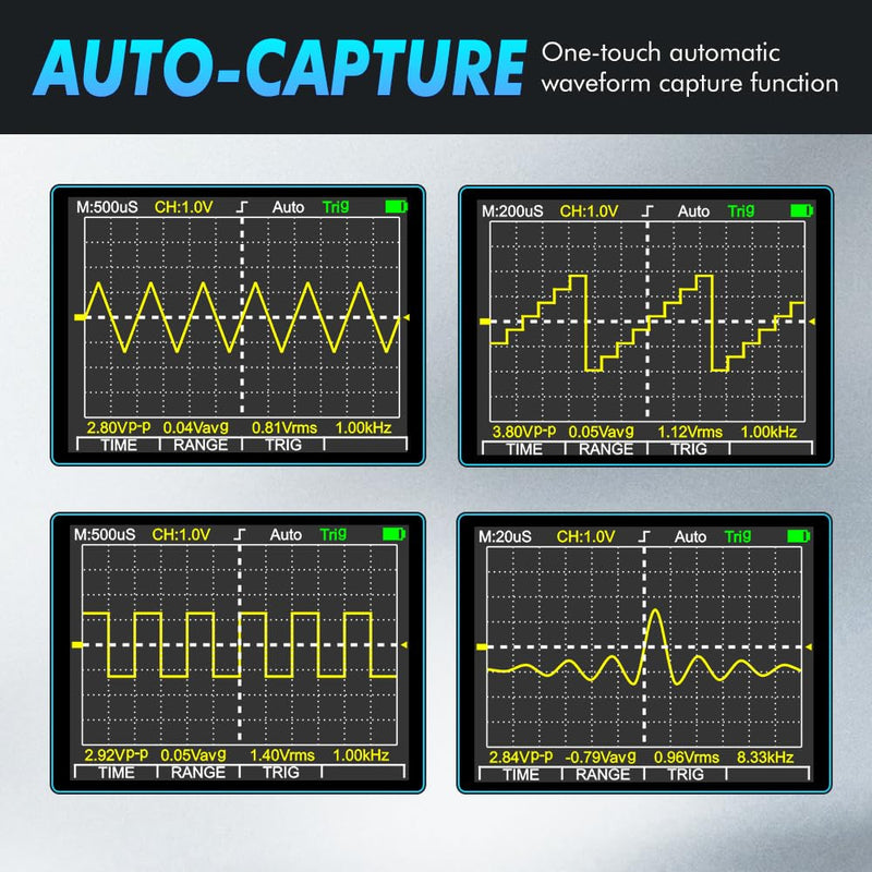 Oscilloscope Multimeter, 2-in-1 Intelligent Digital Scope Meter Multimeter, Professional LED Handheld Oscilloscope Multimeter with 50Msps A/D Automatic Waveform Capture Function Grey