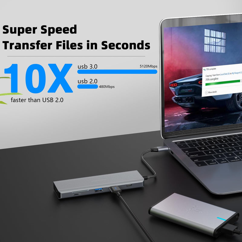 Tiergrade USB C Hub 3.0 Docking Station, 9 in 1 Thunderbolt 3 Docking Station for Dell XPS 13/15, HP, Chromebook Pixel, 4K HDMI, 100W PD