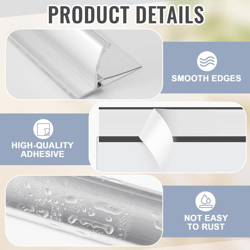 Hicarer 2 Pcs 30" Chrome Framed Shower Door Replacement Drip Rail with Vinyl Sweep, Shower Door Water Deflector with Bottom Seal, Applied Mounting Tape and Screws(Sliver) Silver 30''