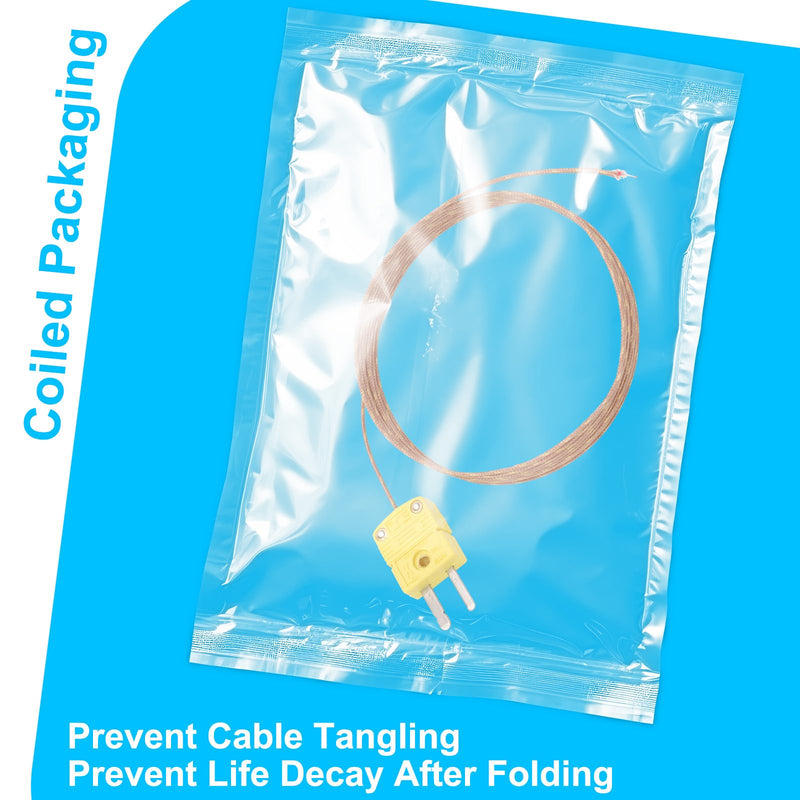 DROK High Accuracy K Type Thermocouple Probe - 5 Pack Type K Temperature Probes & Sensors for Thermocouple Thermometer, 2 Meters Long Measure Range -40°C~480°C (-40°F~896°F) 2m
