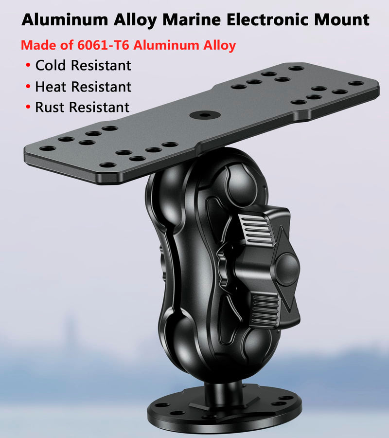 VAZESWIN Aluminum Alloy Fish Finder Mount with C Size 1.5" Ball Rectangular Plate & Round Base, 3.5" Short Arm Marine Electronic Mount Compatible with Garmin, Lowrance, Humminbird, Raymarine and More