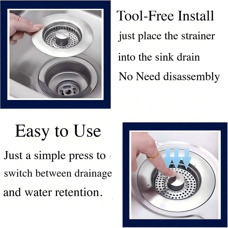 2 Pack Kitchen Sink Drain Strainer/Stopper, US 3-1/2", 304 SS 2