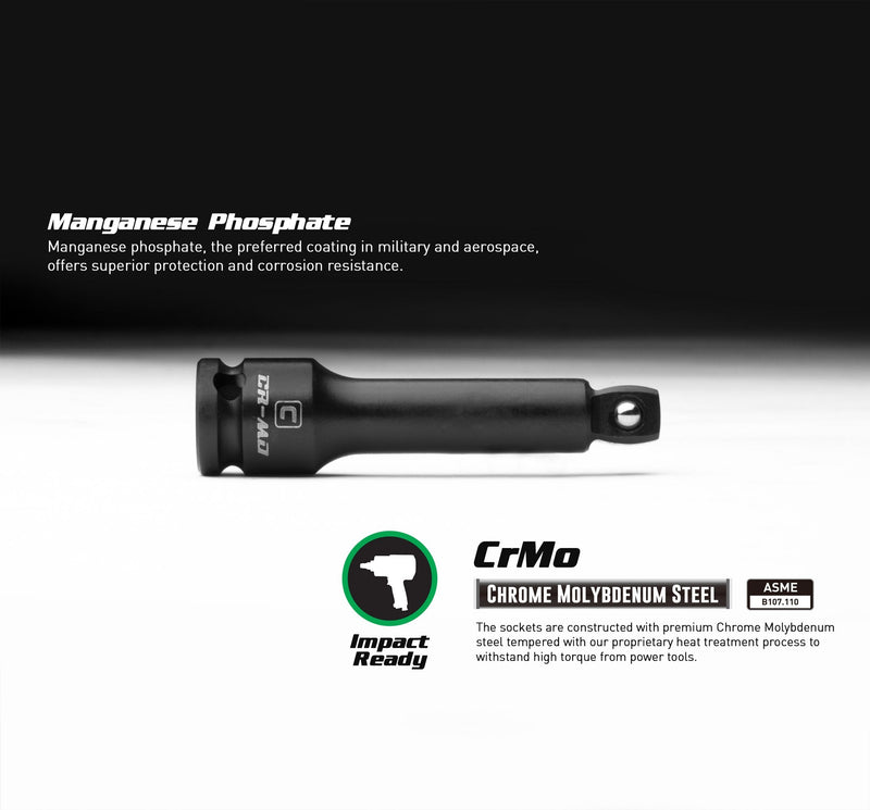 Capri Tools 2283253 1/2-Inch Drive Wobble Impact Extension Bar Set, CrMo, 3-Piece