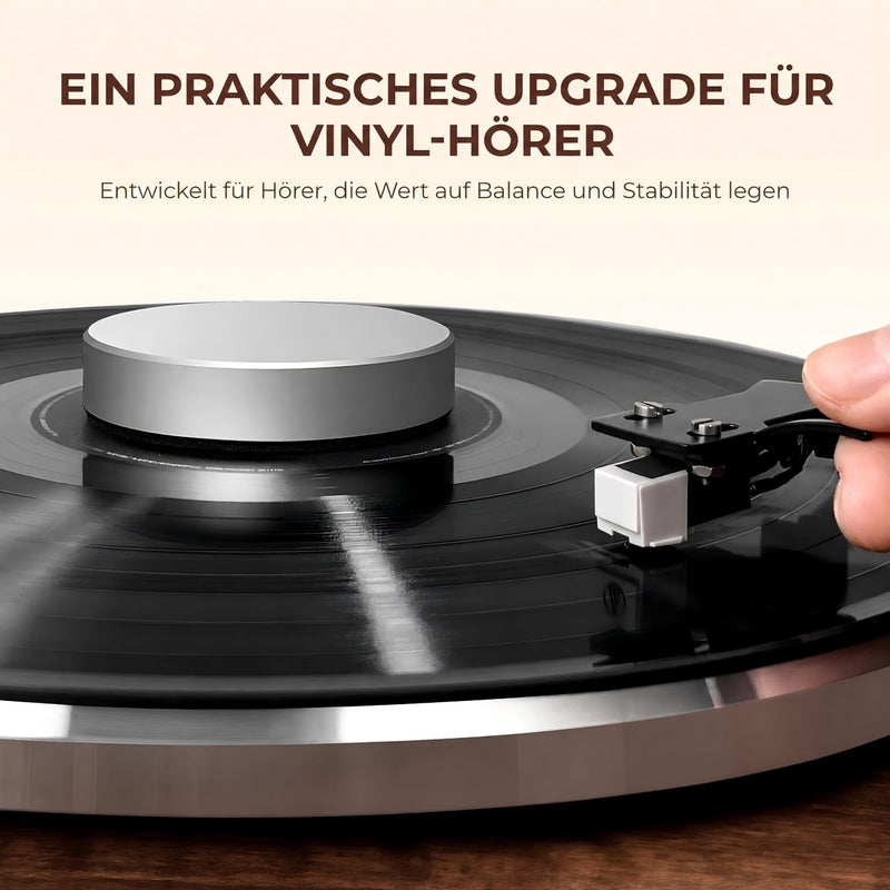 Turntable-Safe 7.1±0.2 oz (200±5 g) Aluminum Record Weight Stabilizer | Balanced Vinyl Record Weight, Low-Profile Design, Soft Velvet Felt Damping Base, Reduces Micro-Vibration & Resonance, Silver Sliver