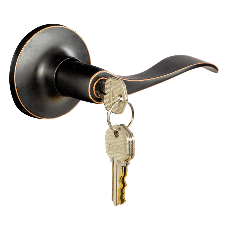 Design House 727982 Stratford 6-Way Universal Entry Door Lever Oil Rubbed Bronze 1 Pack Entry - Keyed