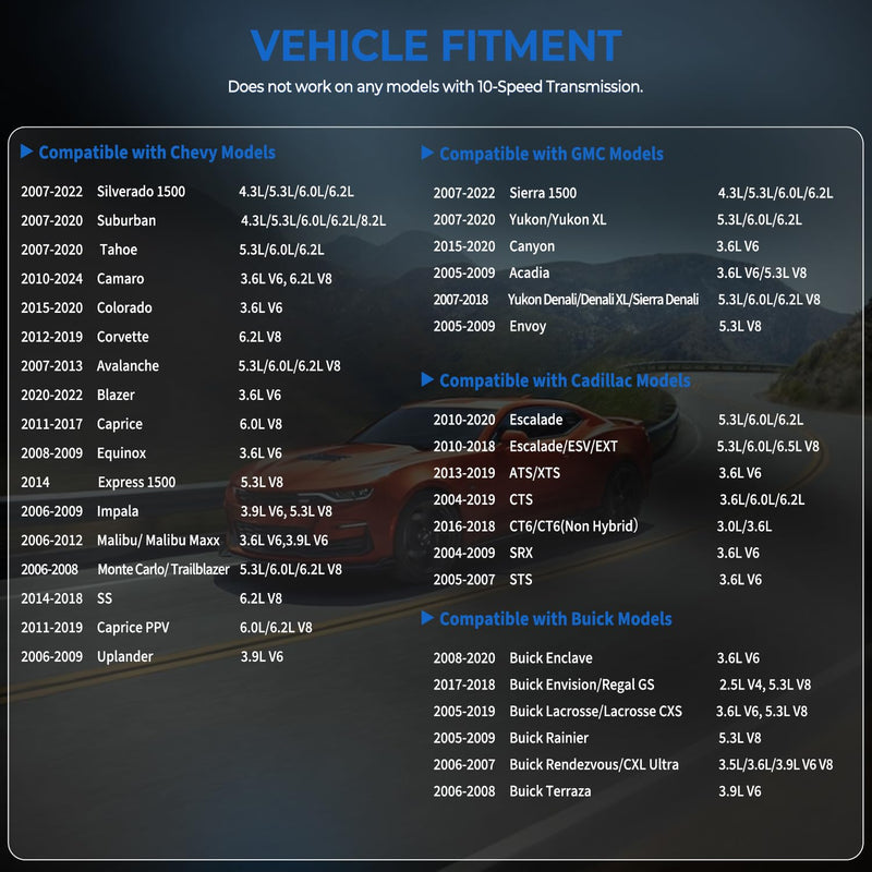 AFM Disabler, AFM/DFM Disabler, Active Fuel Management Disabler Compatible with GM V6 V8 AFM Disabler 5.3 Silverado, Chevy Avalanche Tahoe GMC Sierra Yukon Denali Cadillac Escalade 4.3L 5.3L 6.0L 6.2L BLACK