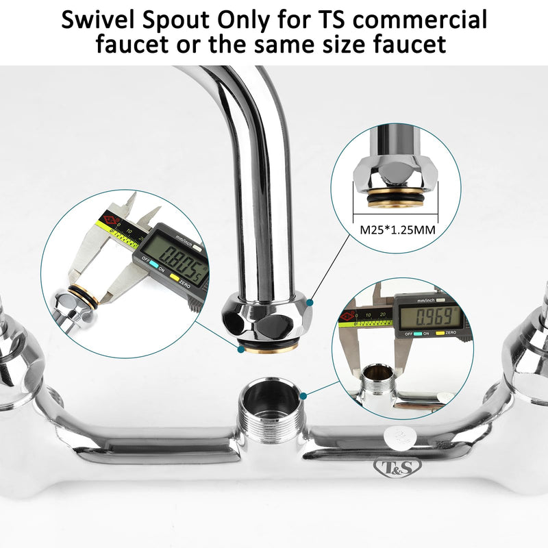 14"Brass Swivel Swing Nozzle Spout Replacement Kit for Most T and S Commercial Kitchen Sink Faucet, 14" Spout Reach with MAX 2.2 GPM Aerator