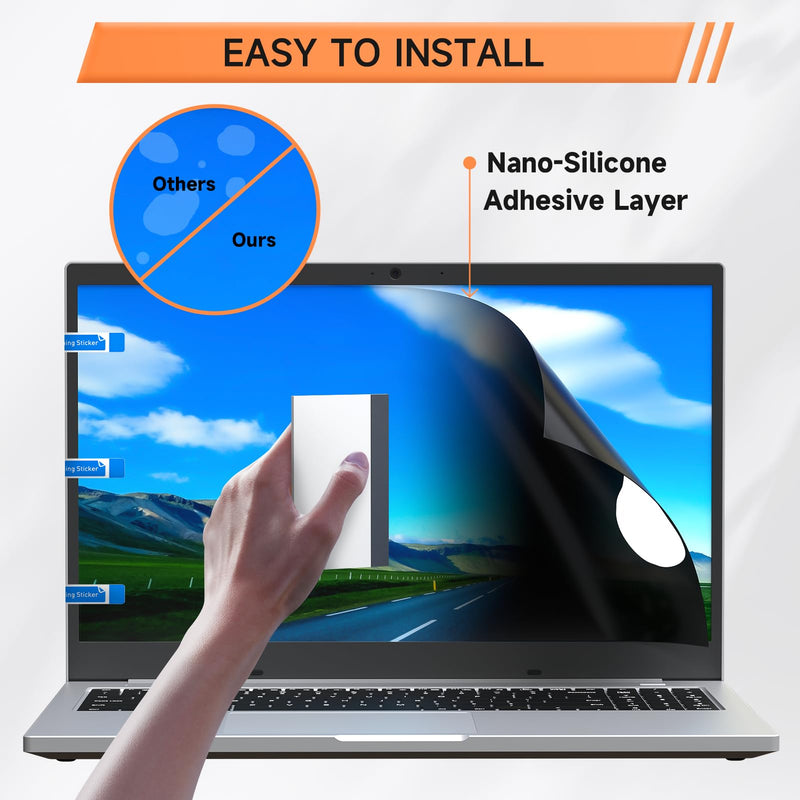 Nano Laptop Privacy Screen 15.6 Inch 16:9, No Glue Computer Monitor Privacy Shield, Matte Anti Glare Blue Light Filter Compatible with Lenovo Hp Dell Acer Asus Thinkpad Envy Xps Laptop 15.6/15 Inch (16:10 Aspect)