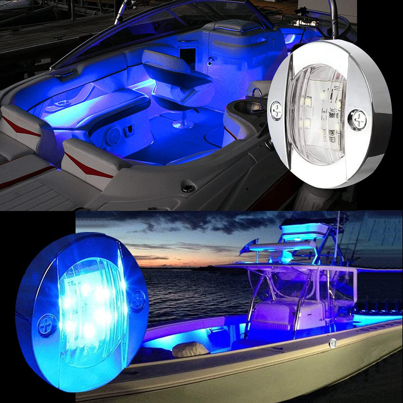 4Pcs Marine Boat LED Lights, 2.95inch Navigation Boat lights, Boat Stern Light, Courtesy Lights, Boat Interior Lights for Yacht, Fishing, Pontoon Boat, Sailboat, Kayak, 12V (Blue) 4PCS Blue