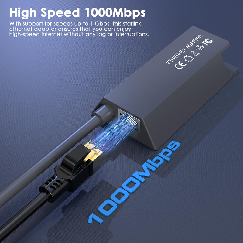 Starlink Ethernet Adapter Gen 2 for Wired External Network, Starlink RJ45 Gigabit Ethernet Adapter Support High Speed 1000Mbps