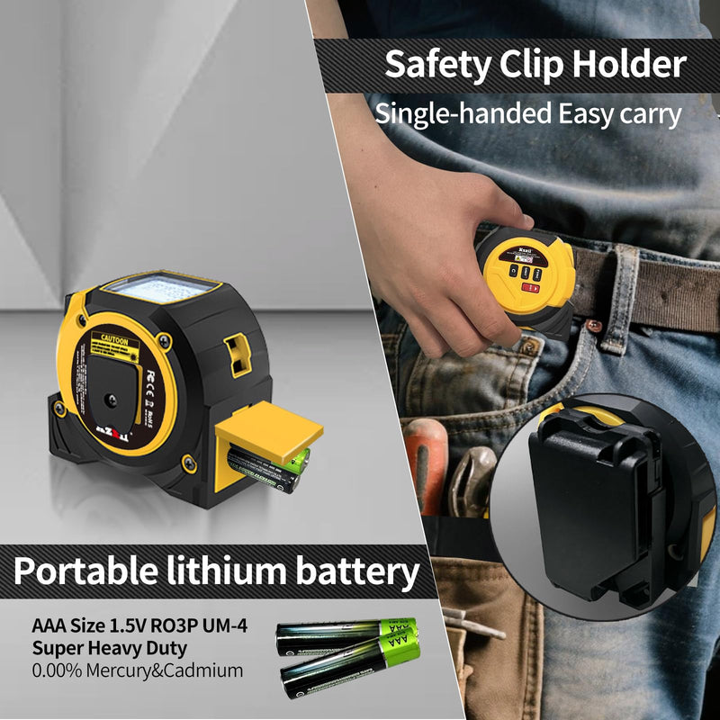 Laser Tape Measure 3 in 1 Laser Rangefinder Tape Measure 131ft Laser Measuring Tape & 16ft Tape Measure for Pythagorean, Area, Volum, Multi-Unit Conversion (Ft/Ft+in/in), Yellow