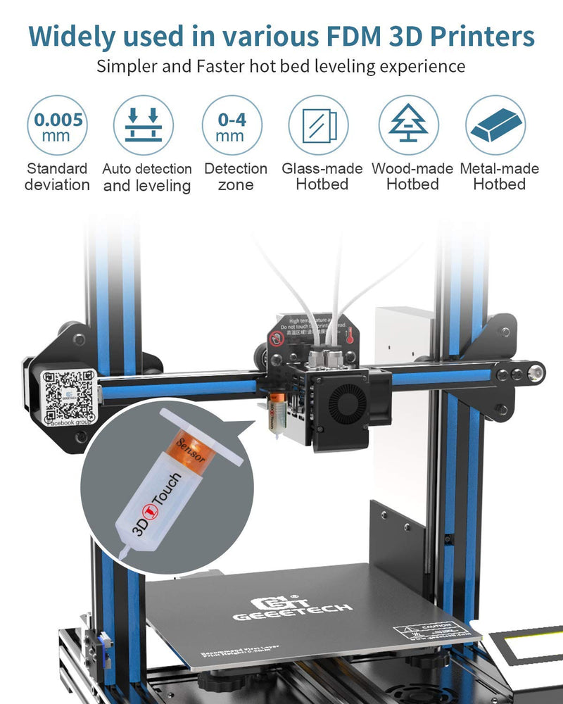 Upgraded 3D Touch V3.2 BL-Touch Replacement incl. 4 Brackets Compatible with Ender-3/3S/3Pro, Ender-5/5S/5Pro,CR-10 and Geeetech 3D Printers Auto Bed Leveling Sensor Kit, +/- 0.005mm Accuracy 3D Touch V3.2 W/ 4 Mounts (Enders Compatible)