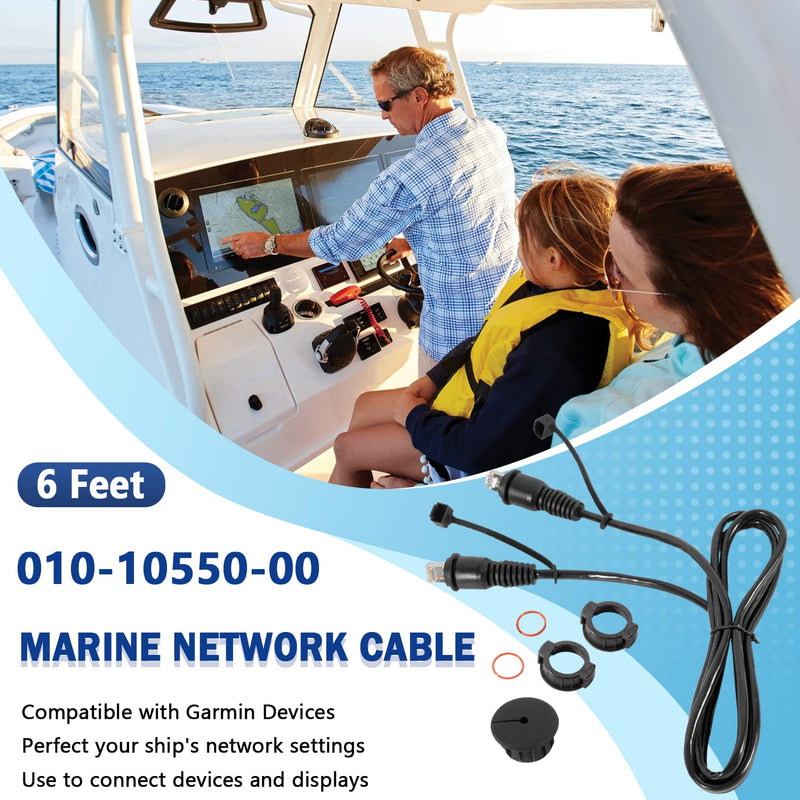 Bonbo 010-10550-00 Marine Network Cable for Garmin RJ45, Network Ethernet Cable for Garmin ECHOMAP Plus/UHD/Ultra, GMR, GSD, GCV, GPSMAP (6 Feet, Waterproof)