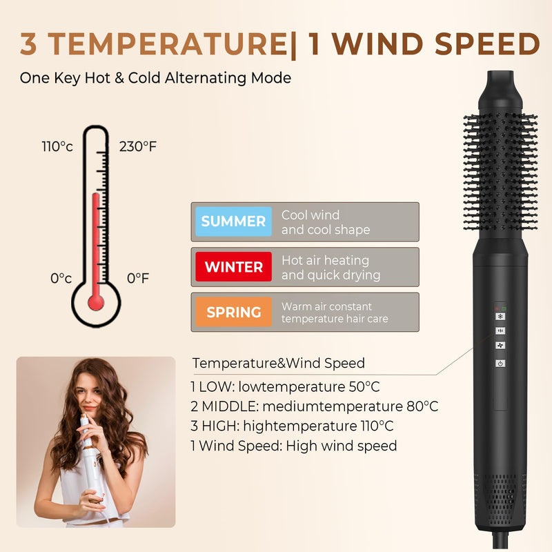  [AUSTRALIA] - OKWRAP Airbrush Hair Styler 5 in 1 Air Styler 110000 U/MIN Airbrush 5 in 1 | Hairstyler Multi Styler with Hot Air Brush, Blow Dryer Brush, Hair Dryer, Air Curler for Drying, Straightening and Volumizing Black