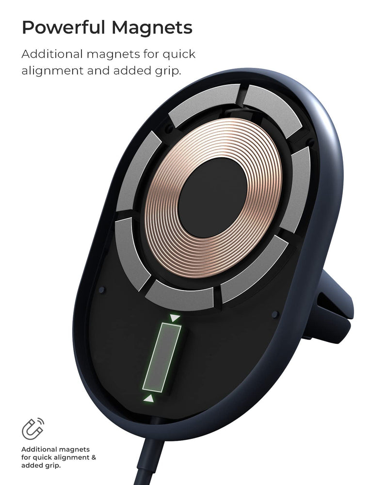 iOttie Velox Magnetic Wireless Charging Air Vent Car Phone Mount. Compatible with MagSafe iPhones including iPhone 12/13/14/15/16/17 Series (Car Charger Included) Qi Wireless Charging