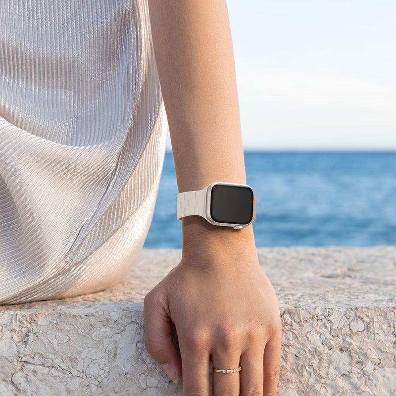 Bandletic Magnetic Silicone Compatible with Apple Watch Bands for Women | Double Sided Wearable, Soft Magnet Sport Strap for iWatch Series 11/10 42mm, 9/8/7 41mm, SE3/SE2/SE/6/5/4 40mm, 3/2/1 38mm Starlight/Milk Tea 38mm/40mm/41mm/42mm(series 11 10)
