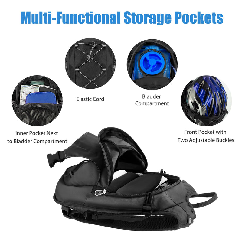 Zavothy Hydration Backpack with 2L Hydration Bladder Water Backpack for Hiking Hydration Pack for Running Cycling Hiking New Black