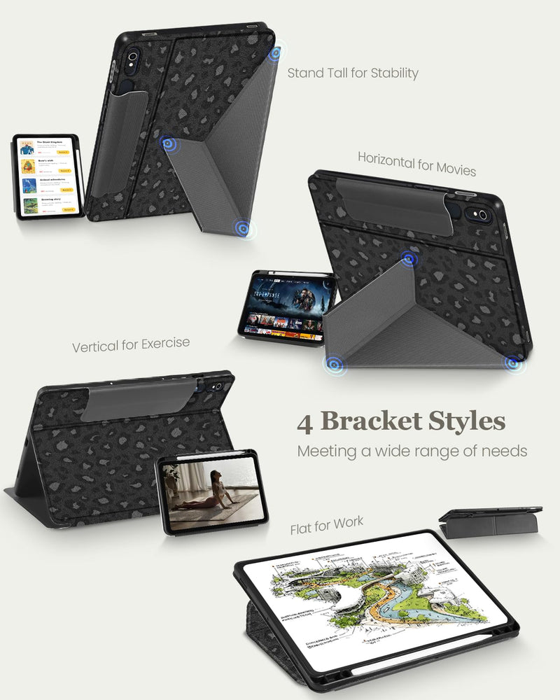 for Samsung Galaxy Tab S9/ S9FE/ S10/ S10 FE/S10 Lite Case - Multi-Angle Includes Portrait Stand with Build-in Pencil Holder and Auto Sleep/Wake Cover for Samsung Tablet, Leopard-Print Leopard Print for Samsung Tab S9/ S9FE/ S10/ S10 FE/S10 Lite