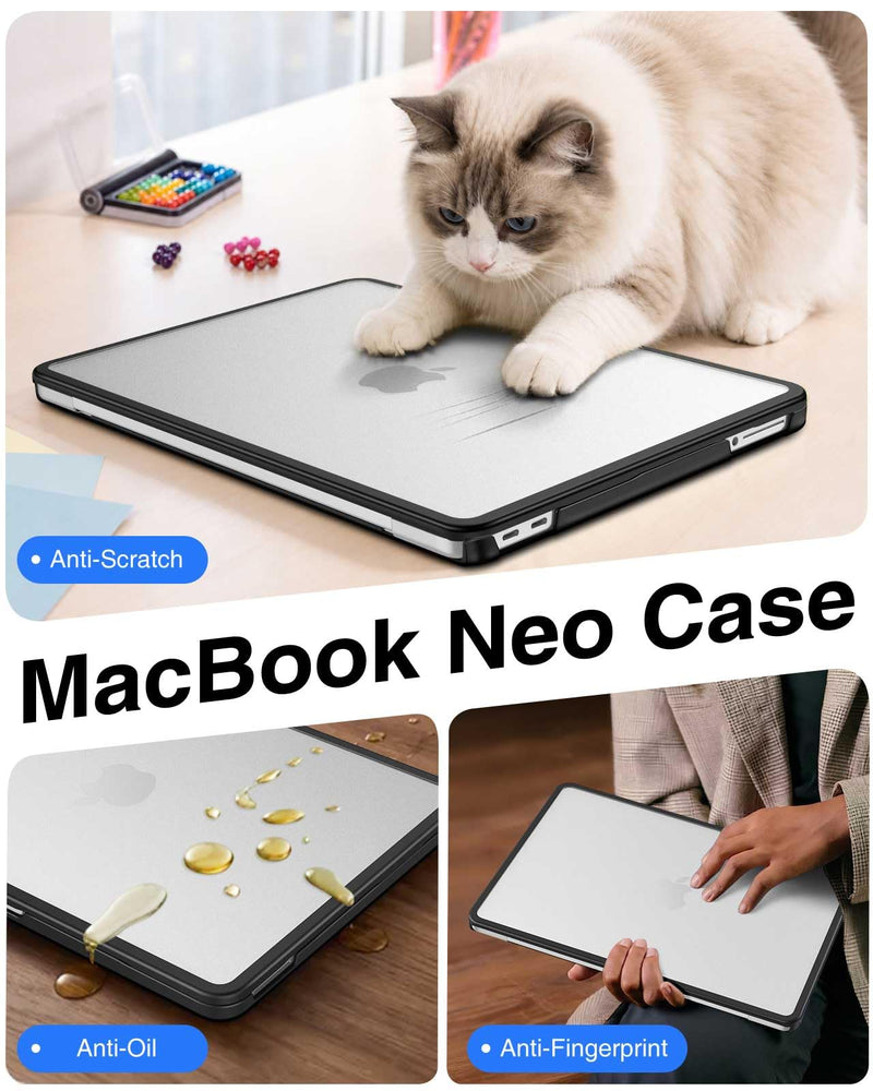 Fintie Shockproof Case for MacBook Neo 13 Inch A3404 2026, Black | Fingerprint Resistant, TPU Bumper, Hard Back Shell, Hard Shell Matte Cover, Snap-On Design, Travel Ready