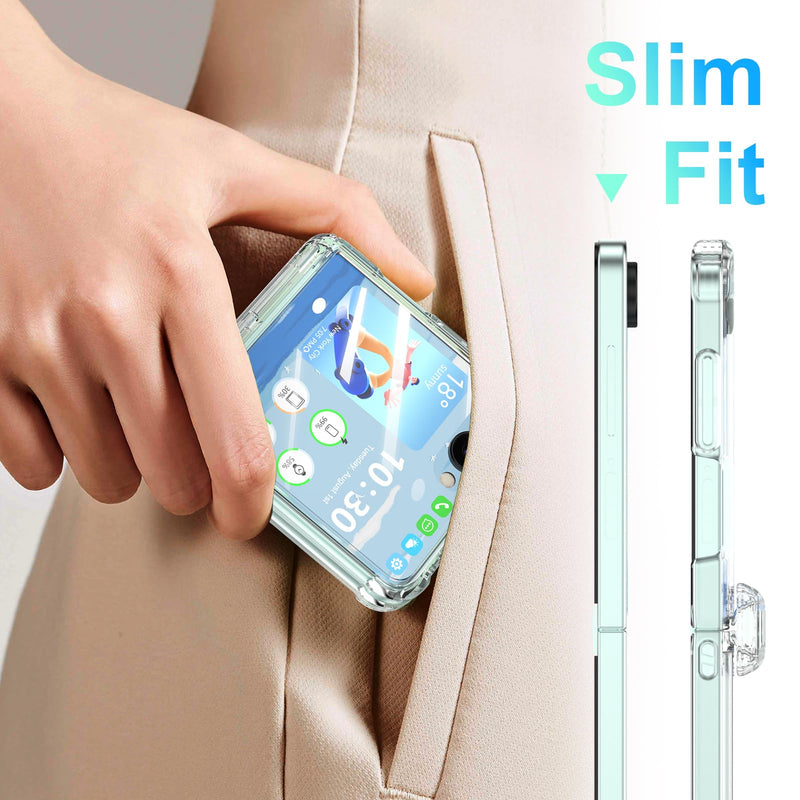 Designed for Samsung Galaxy Z Flip 8 Case with Hinge Protection Clear | Built-in Tempered Glass Screen Protector for Flip 8 Shockproof Protective Phone Case Cover