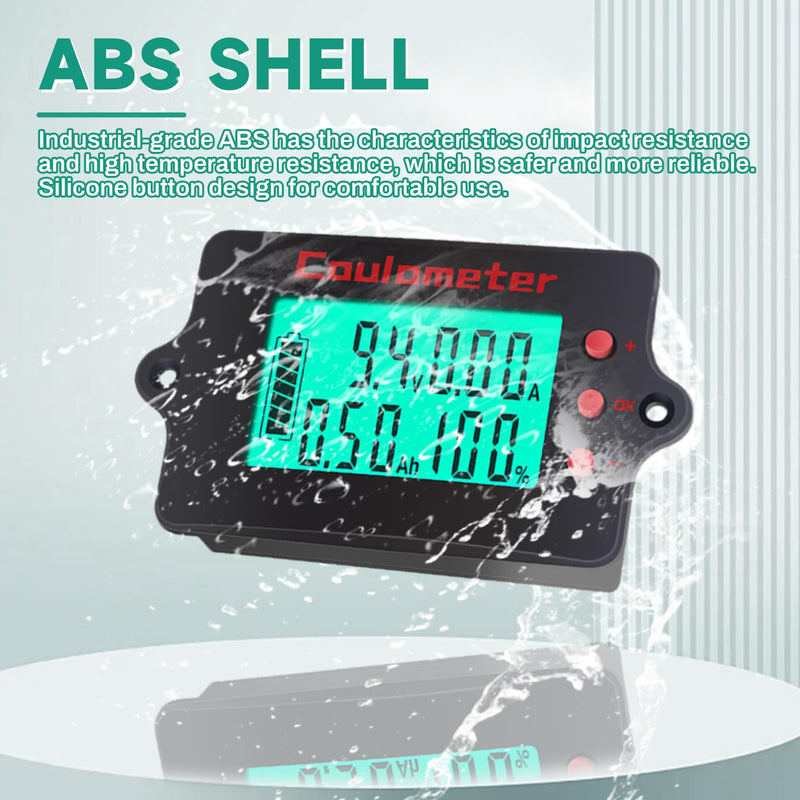 ZPSHYD DC 8-120V Digital Voltmeter Ammeter with 100A Shunt, Coulomb Meter for Battery Monitoring, RV, Solar & Ebike, Real-Time Voltage/Current/Capacity Display (Monochrome LCD) Monochrome Screen