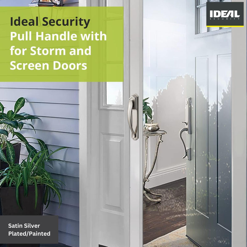 Ideal Security DX Pull Handle Replacement Set for Storm Door and Screen Door, Satin Silver