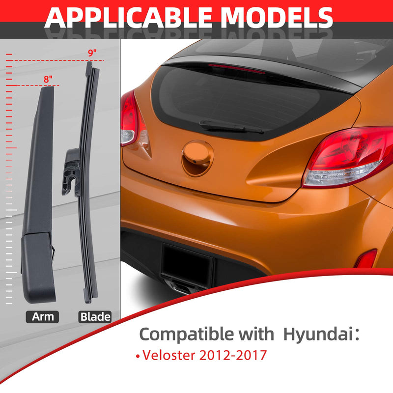 OTUAYAUTO Rear Windshield Wiper Arm Blade Kit - Replacement for Hyundai Veloster 2012-2017 - [New] OEM # 988112V000 Rear Wiper Kit-for Hyundai Veloster 12-17