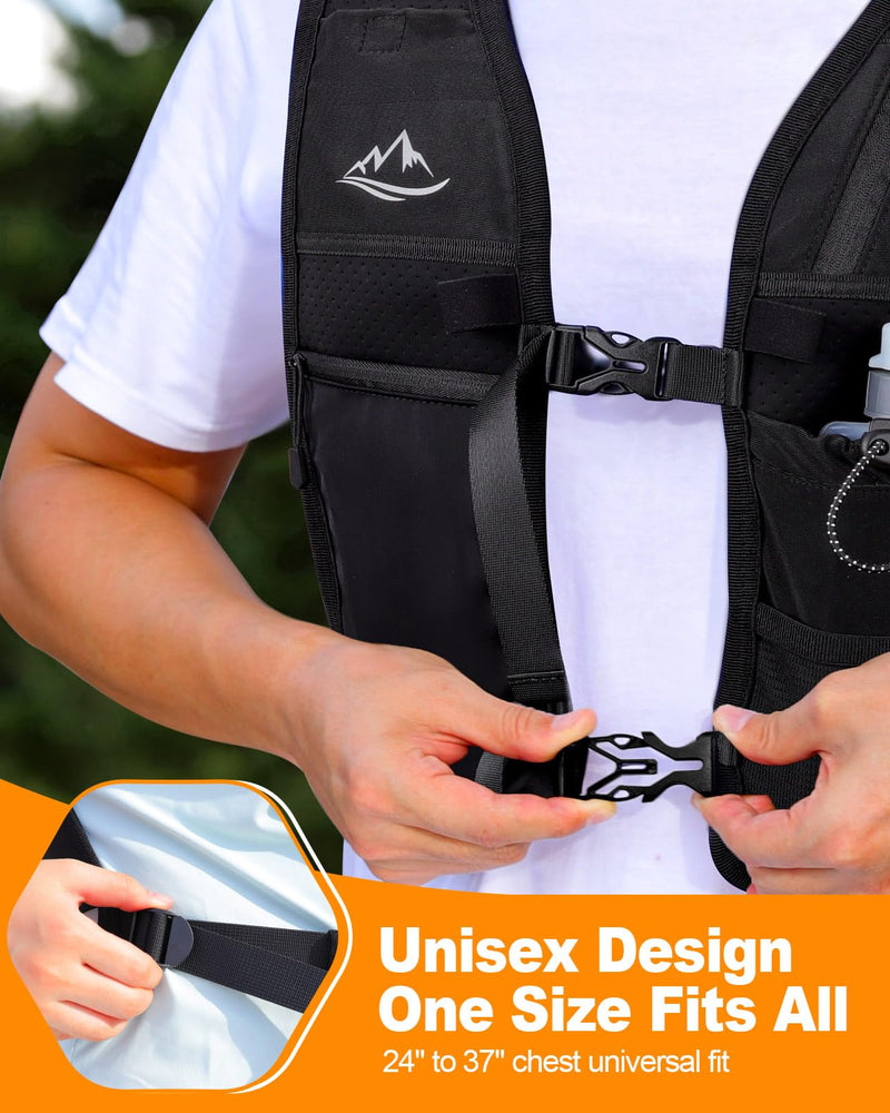 Running Vest for Women Men, Reflective Hydration Vest with Adjustable Waistband & Phone Pocket, Lightweight Breathable Running Backpack for Hiking Trail Cycling and Marathon Race