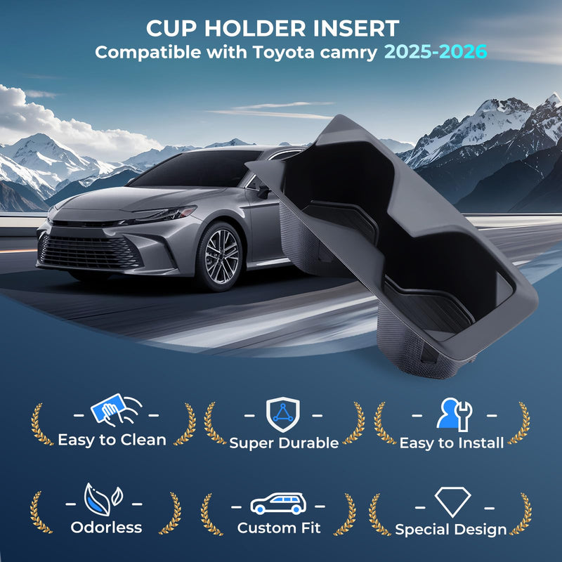Car Cup Holder for Toyota Camry 2026 2025, Interior Accessories Cup Holder Insert for Toyota Camry SE | XSE | LE | XLE 2025 2026, Black Cup Holder for 2025-2026 Camry