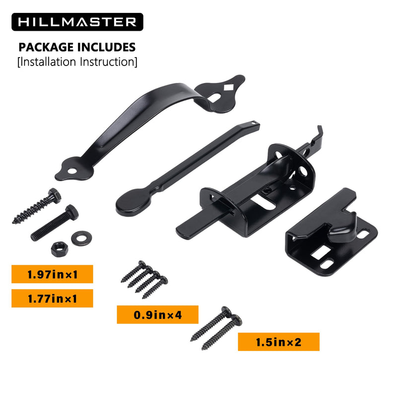 HILLMASTER Thumb Gate Latch for Wooden Fence,Self Locking Thumb Latches Fence Latch with 9in Gate Handle,Heavy Duty Door Latch Gate Hardware Kit for Outdoor Garden,Metal Gate,Vinyl Fence,Black Finish