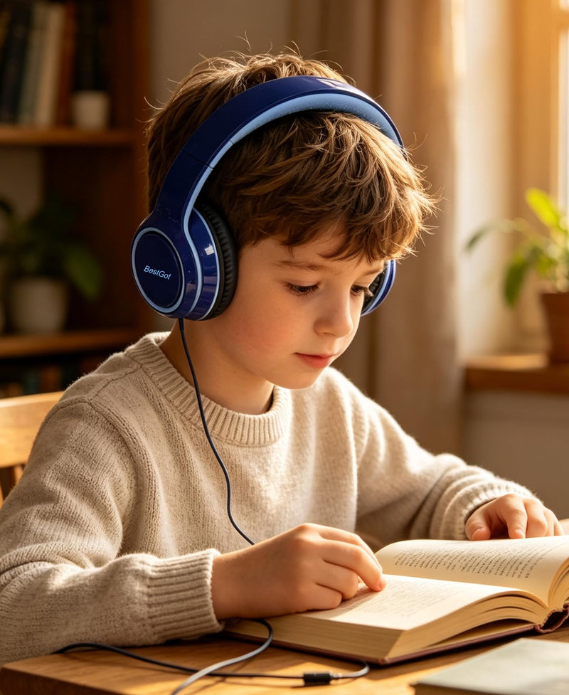 Kids Headphones for kids Over-Ear headset Limited 80/95DB 3.5mm Blue | Children's headphones, comfortable and perfect