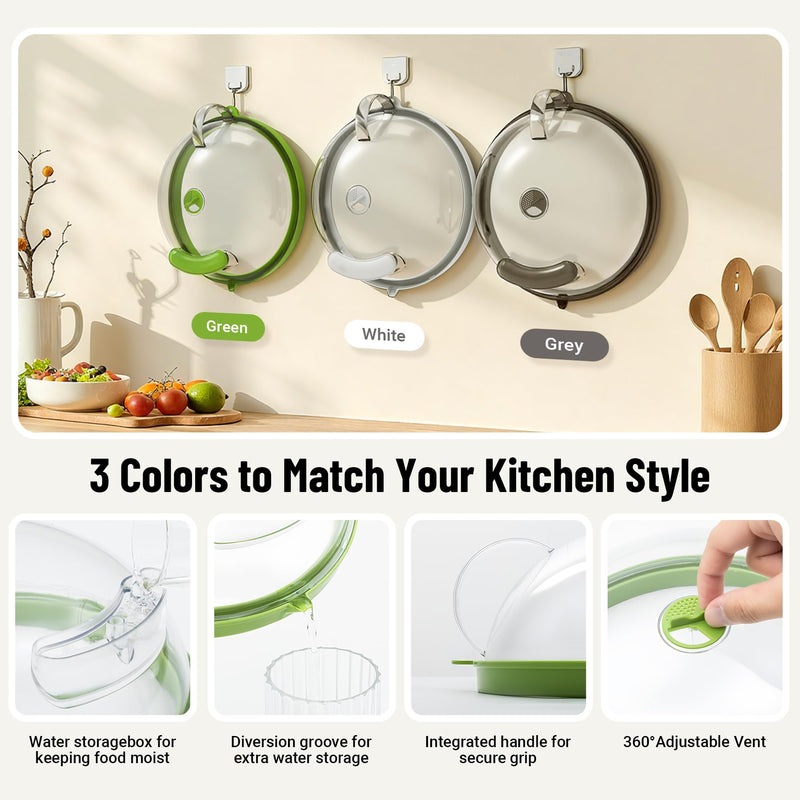 Microwave Splatter Cover with Water Steamer, Upgraded Microwave Cover for Food with Handle, Clear Plate Covers, Splatter Guard, Kitchen Essentials Gadgets, House Warming Gifts New Home, 10 Inch Green 10inch