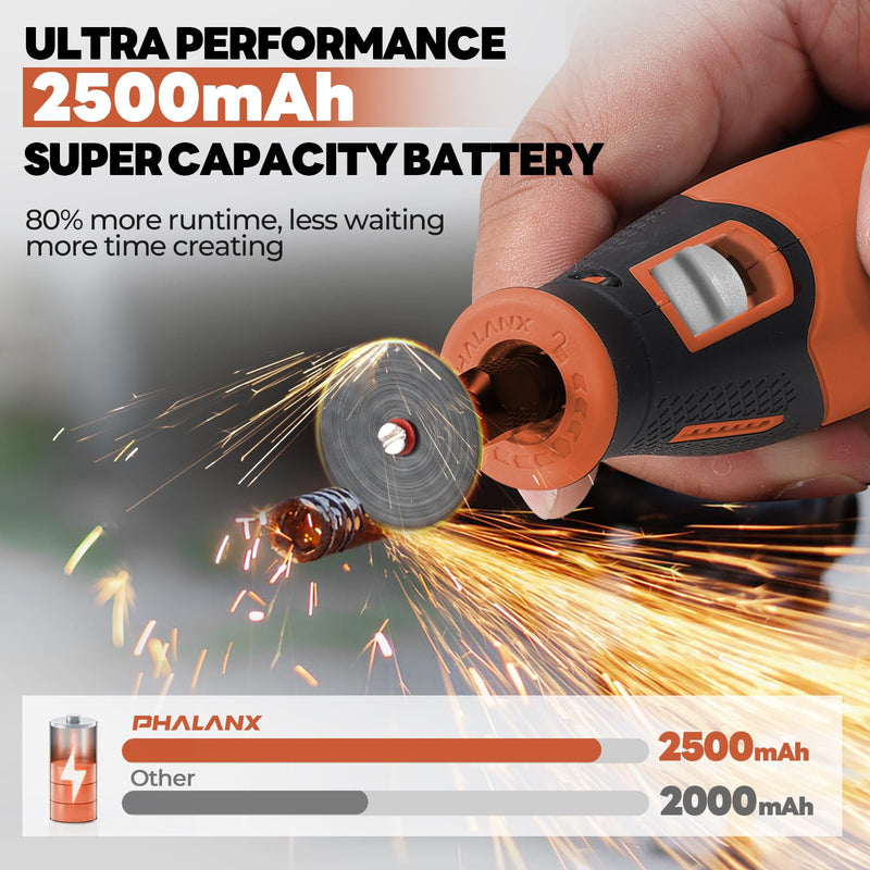 Rotary Tool - 4V Rotary Tool Cordless, Rotary Tool Accessories 64 PCS 2500mAh Battery, Preset 5 Speed Adjustment Grinder Tool for Cutting Sanding Carving Polishing Engraver DIY Crafts (Orange) Orange