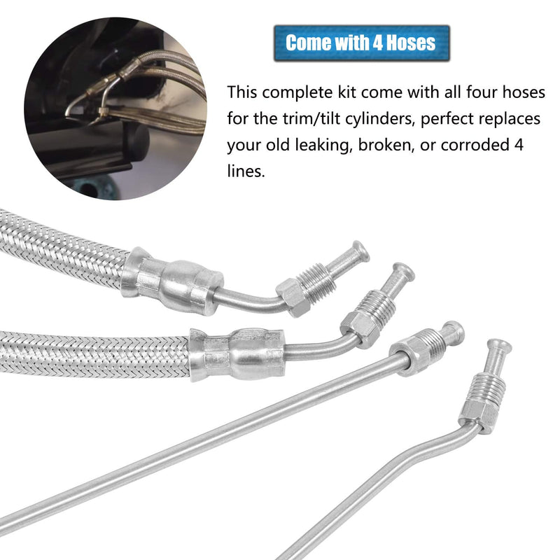 For Mercruiser Alpha One Gen Two Trim Ram hydraulic Cylinder Hose Kit Replaces for Starboard 32-864960, Port 32-864959