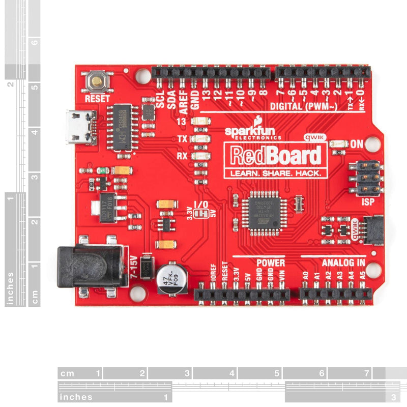SparkFun RedBoard Qwiic ATMega328P Compatible with Arduino Board w/Qwiic Connector and CH340C Serial-USB Converter IC Breadboardable R3 Footprint microcontroller Improved Reset Button