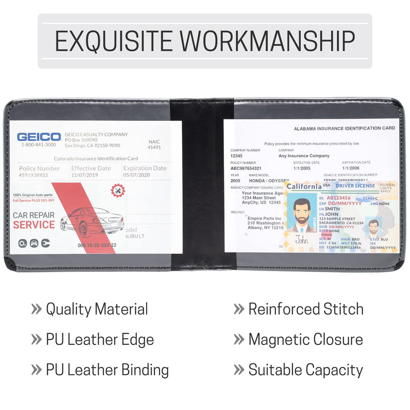 CANOPUS Car Registration and Insurance Holder, Magnetic Closure, Embossed Card Document Holder, Vehicle Glove Box Organizer, Wallet for Auto, SUV, Motorcycle, Truck, Waterproof, Truck Model Black