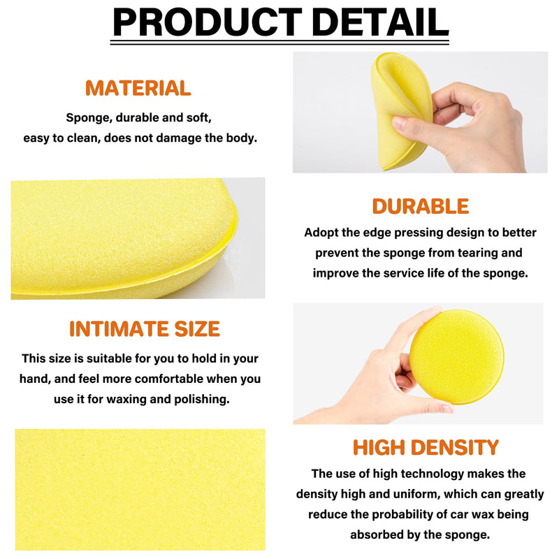 psler Foam Car Wax Applicator Pad Foam Applicator Pads Detailing Round 4 inch Polishing Sponges for Car Wax Applicator Pad 24 Pack-Yellow