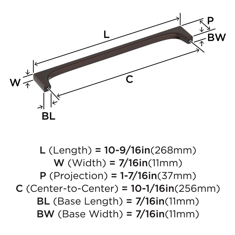 Amerock Merced 10-1/16 inch (256 mm) Center-to-Center Oil-Rubbed Bronze Cabinet Pull, BP37428ORB Oil Rubbed Bronze