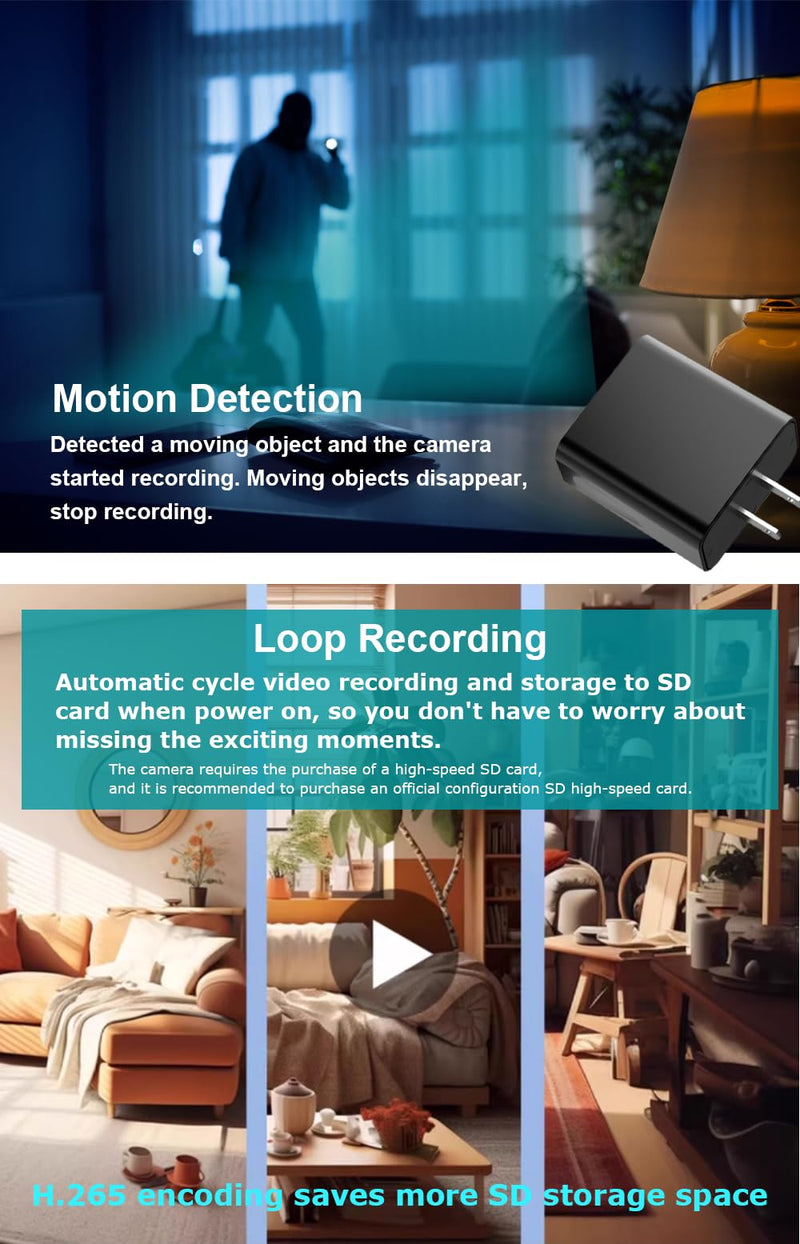 4K Wireless Hidden Cameras Mini Small Spy Security Wall Outlet WiFi Camera Indoor Camera for Home Security【Upgraded】 (CAM)