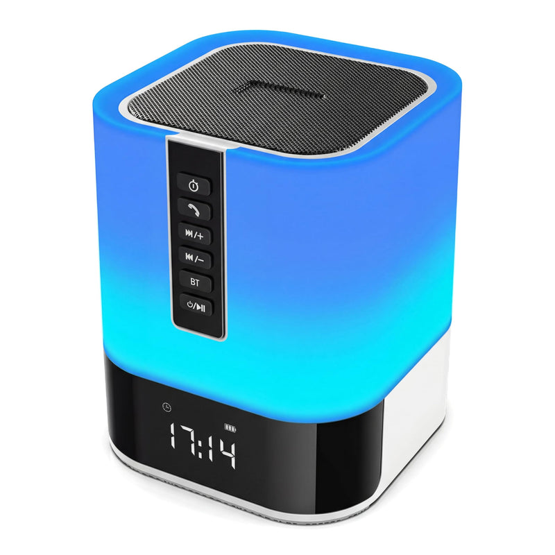 Night Light Bluetooth Speaker, 5 in 1 Touch Control Bedside Lamp Dimmable Multi-Color Changing, Bedroom Alarm Clock, Best Birthday Gift Ideas for 10 11 12 13 14 Year Old Teenage Girls/Boys