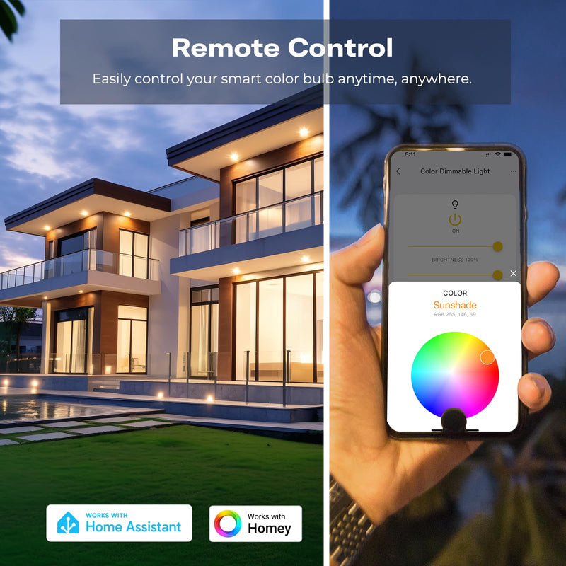 THIRDREALITY Zigbee Smart Color Bulb ZL1 4Pack,Compatible with Home Assistant(ZHA&Z2M), SmartThings,Aeotec,Homey,Hubitat or Echo Devices With Built-in Hub,A19 RGBCW Bulb,2700K-6500K Tunable,800 Lumens 4 Pack