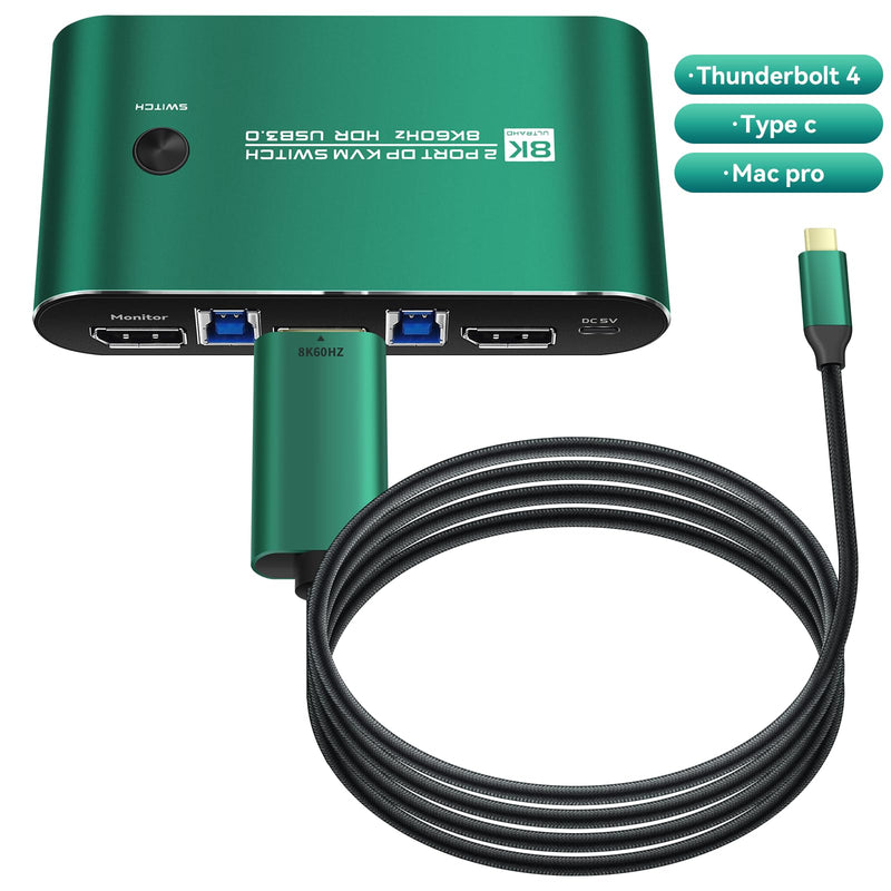 Thunderbolt 4 kvm Switch 144hz mac kvm Switch 144hz Thunderbolt kvm Switch 144hz Type c kvm Switch 144hz kvm Switch Type c 1440P 120Hz 144Hz Type-c to dp1.4 kvm Switch Cable Daoistek