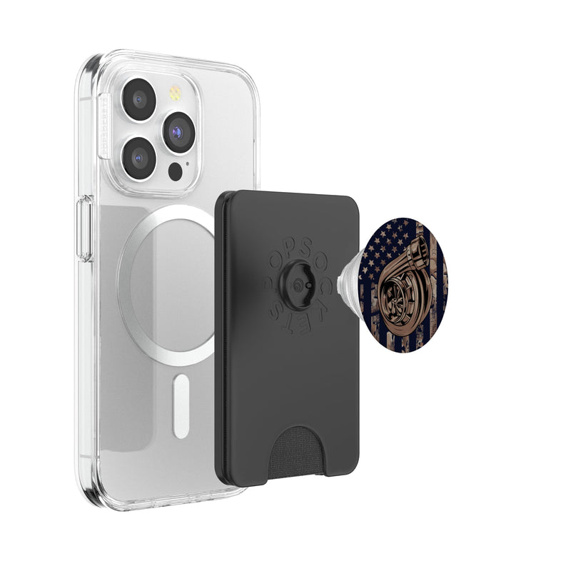 Camo American Flag Turbo - For Car Tuning Lover PopSockets PopWallet for MagSafe Magnetic PopWallet