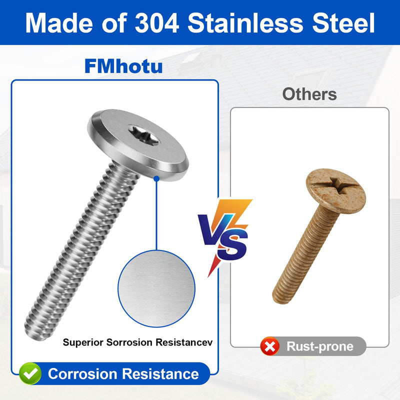 FMhotu Combo Sidewalk Screws Bolts, 304 Stainless Steel Hurricane Shutter Hardware Rust-Resistant Durable Truss Head Shutter Screws for Hurricane Shutters Panel Machinery 1/4" X 1/2", 100-Pack Bolt Combo: 1/4" x 1/2"