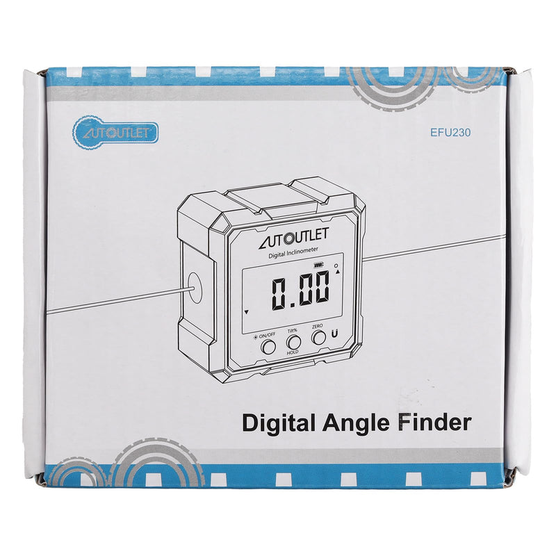 AUTOUTLET Digital Angle Finder with Dual Laser Lines, Rechargeable Type-C Magnetic Angle Gauge, 4x90° Range ±0.1° Accuracy, Backlit LCD Display, Auto Flip Reading, for Woodworking, Construction & DIY