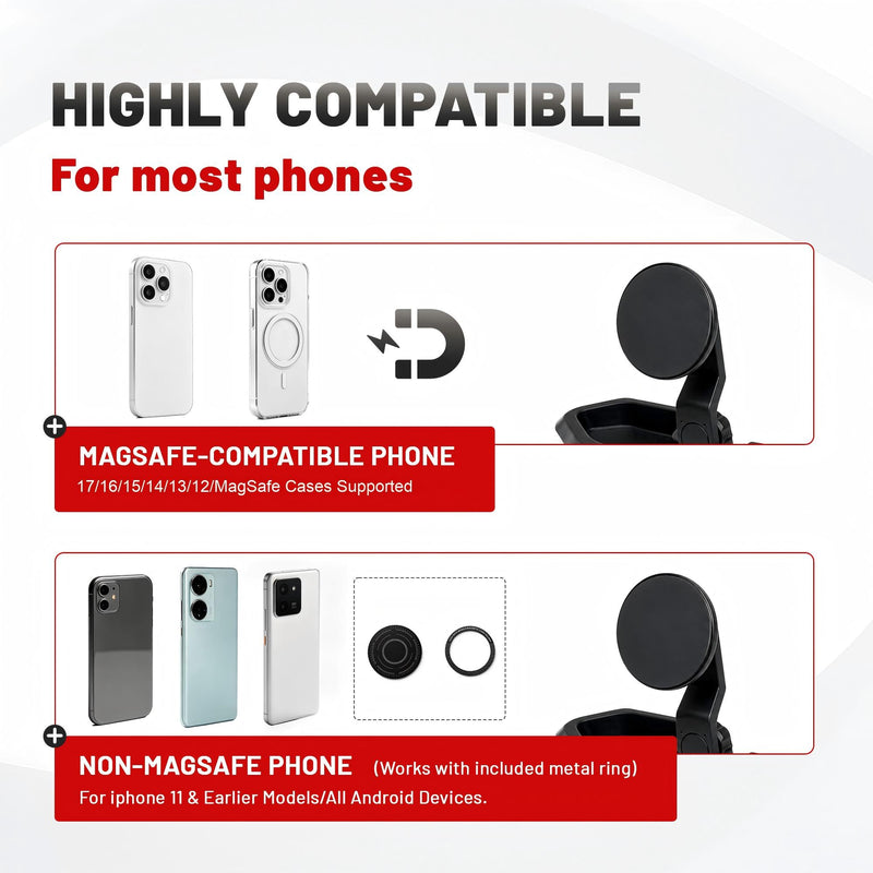 Magnetic Dash Phone Mount for 2021-2023 Jeep Wrangler 4XE Only PHEV | Extend Arm No Sight Obstruction, 4XE & Oil-electric Hybrid Version, Not for Gladiator, Not for 4X4, Phone Holder with Magsafe for 2021-2023 4XE JL JLU