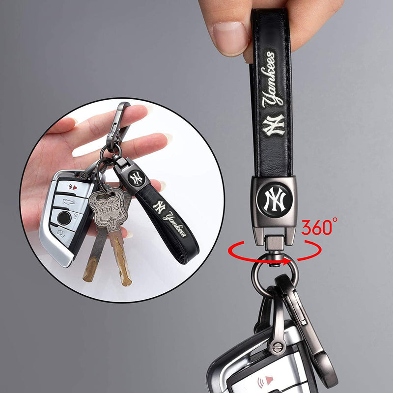 Leather Keychain for Baseball Fans,Car Keyring Replacement Key Fob Holder,Souvenir Gifts for Men Women For Yks