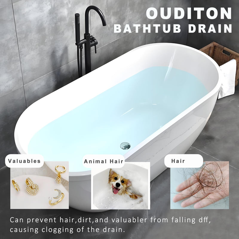 Tub Stopper Bathtub Drain, Brass Pop-up Freestanding Bathtub Drain Stopper, Fits Most Freestanding Tub Rough- in Kits(Chrome) Chrome