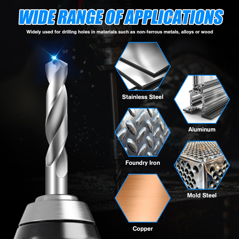 5mm Drill Bits Solid Carbide Drill Bits, Metric Drill Bit Set, Tungsten Carbide Drill Bit Set for Stainless Steel Hardened Steel Cast Iron Alloy Copper, 2 Pcs 5mm